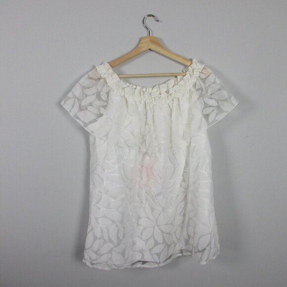 Vintage Lisa Rene 2 Piece Set Blouse Skirt Midi Tulle Sheer Lined Wedding 1X 488 - Picture 2 of 14